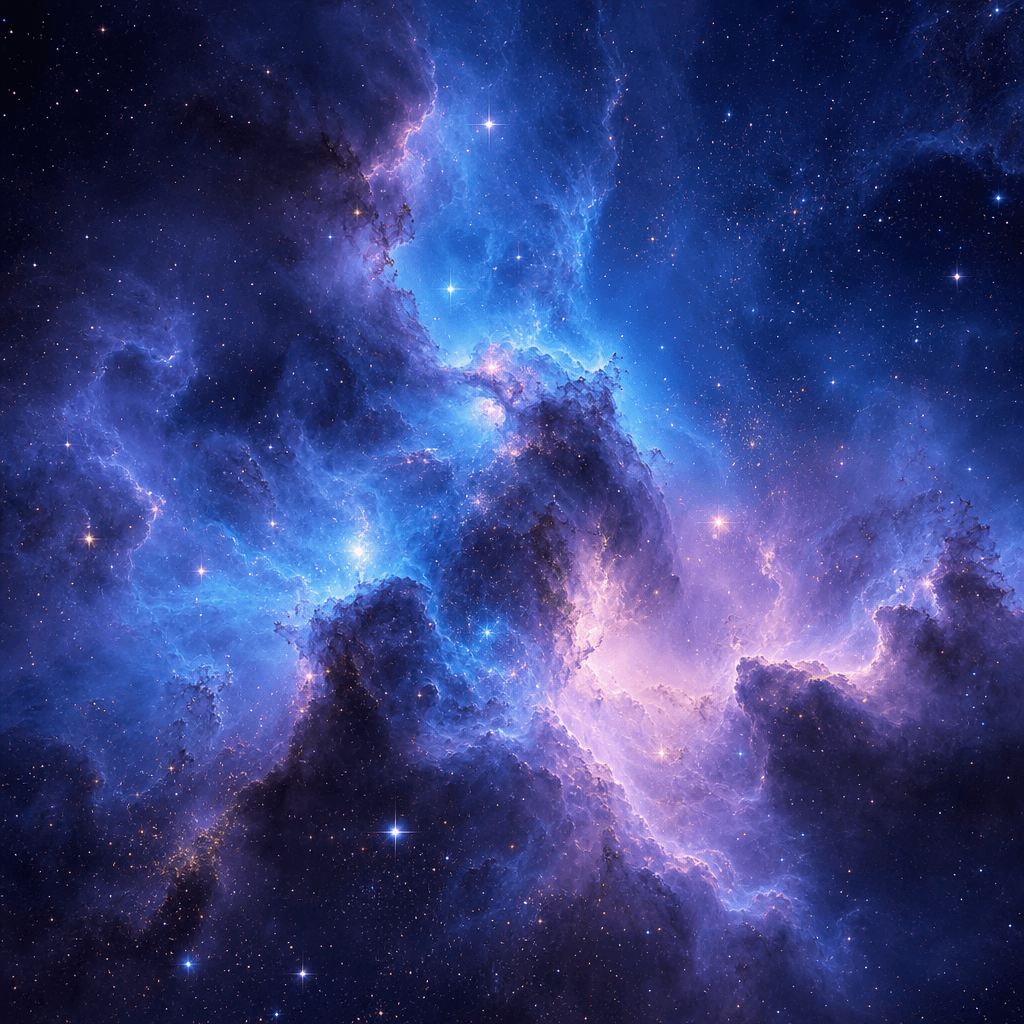 Cosmic nebula in blue and violet, generated with AI Art Create